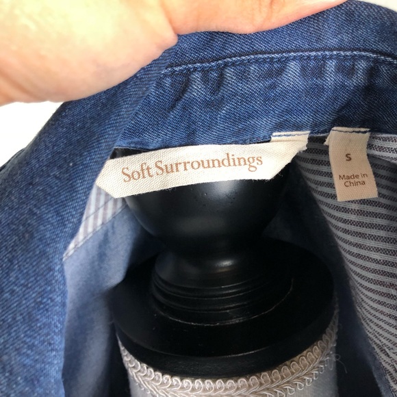 Soft Surroundings Long Chambray Ruffle Size Small - Picture 2 of 6